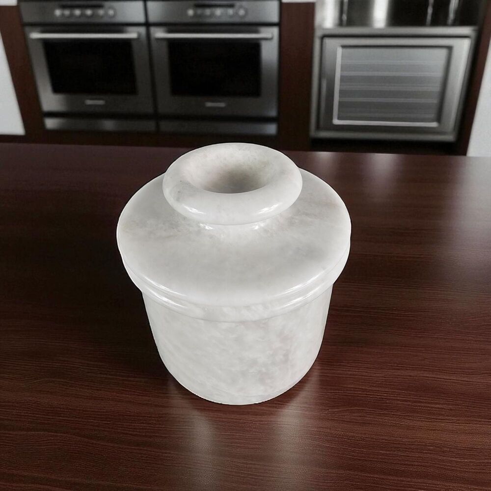 Marble Butter Jar | handmade French Style Butter Crock | Stone Kitchen Decor-New